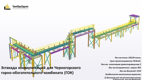 Эстакада коммуникаций для "Черногорский горно-обогатительный комбинат" (ГОК)